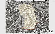 Shaded Relief 3D Map of Imst, darken, semi-desaturated
