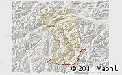 Shaded Relief 3D Map of Imst, lighten, semi-desaturated
