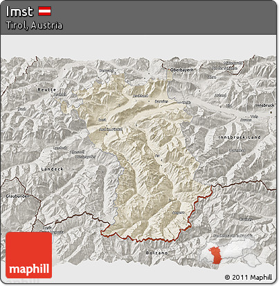 Shaded Relief 3D Map of Imst, semi-desaturated