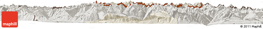 Shaded Relief Horizon Map of Imst, semi-desaturated