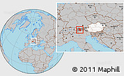 Gray Location Map of Imst, highlighted country, highlighted parent region, within the entire country