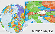 Political Location Map of Imst, highlighted country, within the entire country