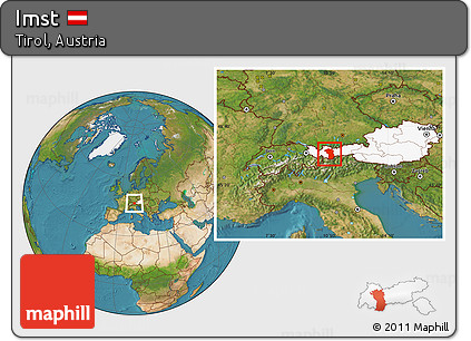 Satellite Location Map of Imst, highlighted country