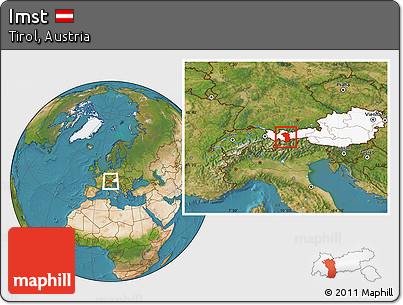 Satellite Location Map of Imst, highlighted country