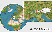 Satellite Location Map of Imst, highlighted country