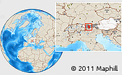Shaded Relief Location Map of Imst, highlighted country, highlighted parent region
