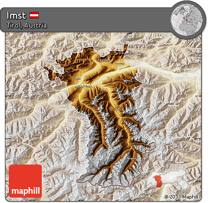 Physical Map of Imst, lighten
