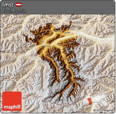 Physical Map of Imst, lighten