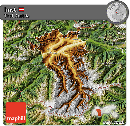 Physical Map of Imst, satellite outside