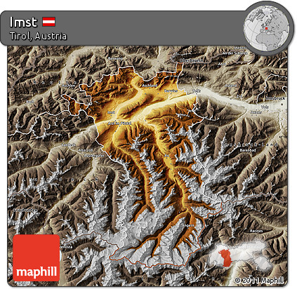 Physical Map of Imst, semi-desaturated