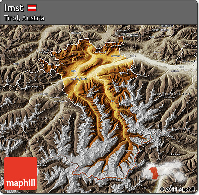 Physical Map of Imst, semi-desaturated