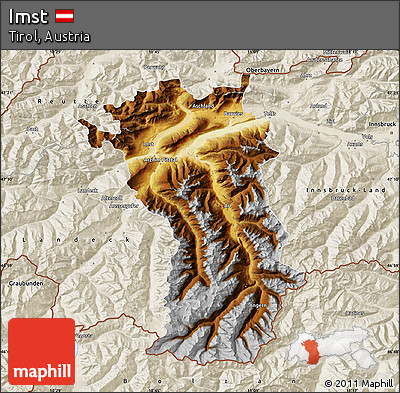 Physical Map of Imst, shaded relief outside