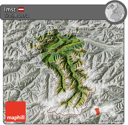 Satellite Map of Imst, lighten, semi-desaturated