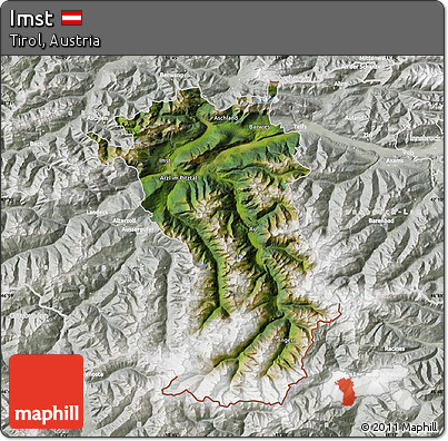 Satellite Map of Imst, lighten, semi-desaturated