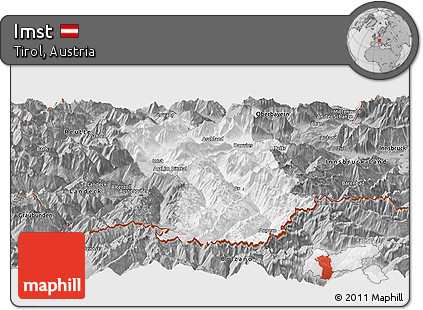 Gray Panoramic Map of Imst