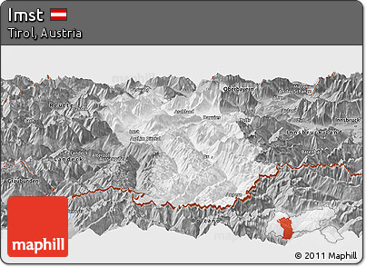 Gray Panoramic Map of Imst