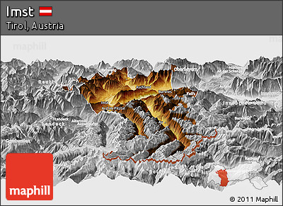 Physical Panoramic Map of Imst, lighten, desaturated