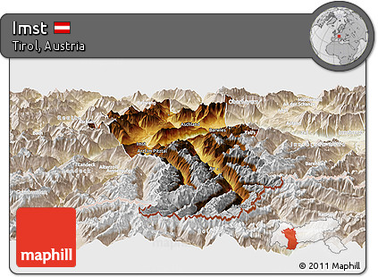 Physical Panoramic Map of Imst, lighten