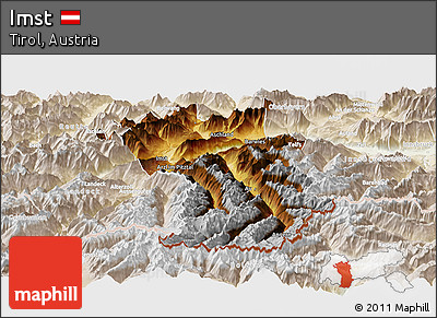 Physical Panoramic Map of Imst, lighten
