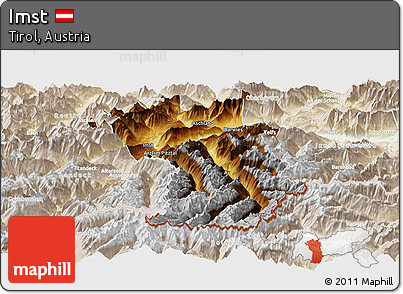 Physical Panoramic Map of Imst, lighten