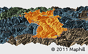 Political Panoramic Map of Imst, darken, semi-desaturated