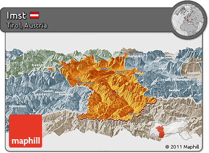 Political Panoramic Map of Imst, lighten, semi-desaturated
