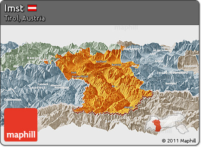 Political Panoramic Map of Imst, lighten, semi-desaturated