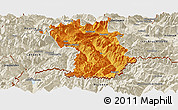 Political Panoramic Map of Imst, shaded relief outside