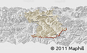 Shaded Relief Panoramic Map of Imst, lighten, desaturated