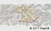 Shaded Relief Panoramic Map of Imst, lighten, semi-desaturated