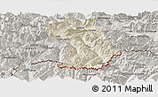 Shaded Relief Panoramic Map of Imst, semi-desaturated