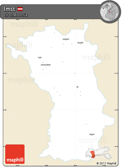 Classic Style Simple Map of Imst, single color outside