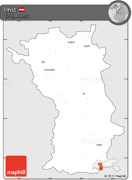 Silver Style Simple Map of Imst, cropped outside