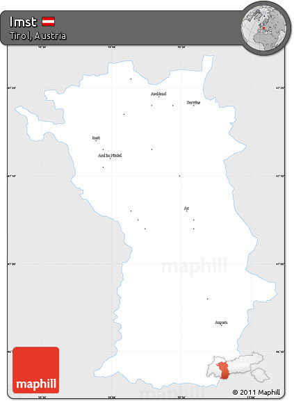 Silver Style Simple Map of Imst, single color outside