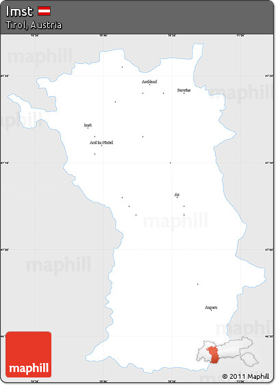 Silver Style Simple Map of Imst, single color outside