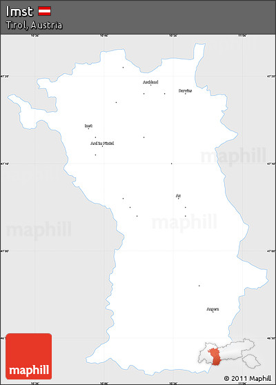 Silver Style Simple Map of Imst, single color outside