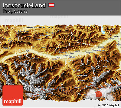 Physical 3D Map of Innsbruck-Land