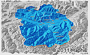 Political 3D Map of Innsbruck-Land, lighten, desaturated