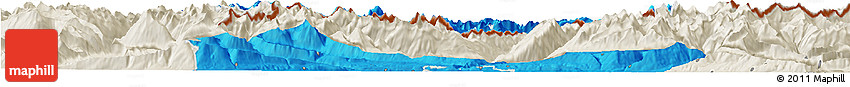 Political Horizon Map of Innsbruck-Land, shaded relief outside