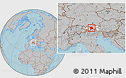 Gray Location Map of Innsbruck-Land, highlighted parent region, hill shading