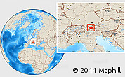 Shaded Relief Location Map of Innsbruck-Land