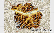 Physical Map of Innsbruck-Land, shaded relief outside