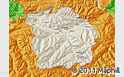 Shaded Relief Map of Innsbruck-Land, political outside