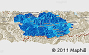 Political Panoramic Map of Innsbruck-Land, shaded relief outside
