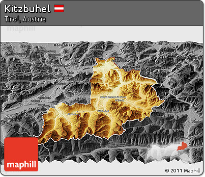 Physical 3D Map of Kitzbuhel, darken, desaturated