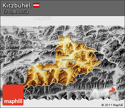 Physical 3D Map of Kitzbuhel, desaturated