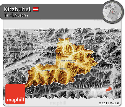 Physical 3D Map of Kitzbuhel, desaturated
