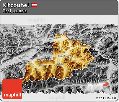 Physical 3D Map of Kitzbuhel, desaturated
