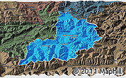Political 3D Map of Kitzbuhel, darken, semi-desaturated