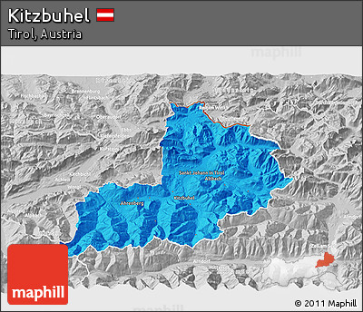 Political 3D Map of Kitzbuhel, lighten, desaturated